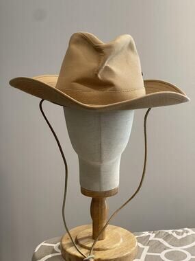 Sierra Club Hat Cap Cowboy Mens Beige Canvas Wide Brim Adjustable L Nature